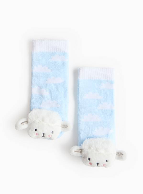 Easter Lamb Blue Rattle Socks 1-6 months